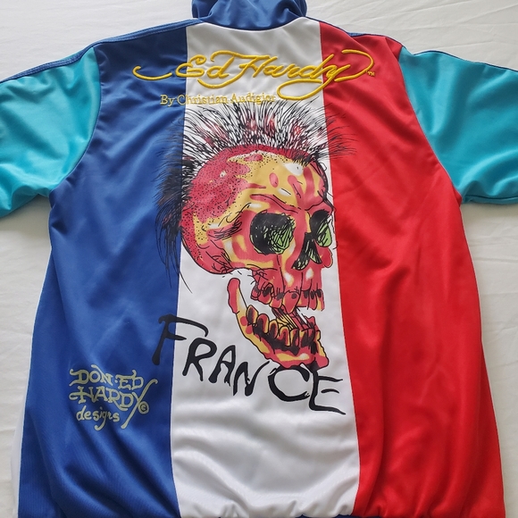 Ed hardy track coat france flag and skull medium - Picture 4 of 8